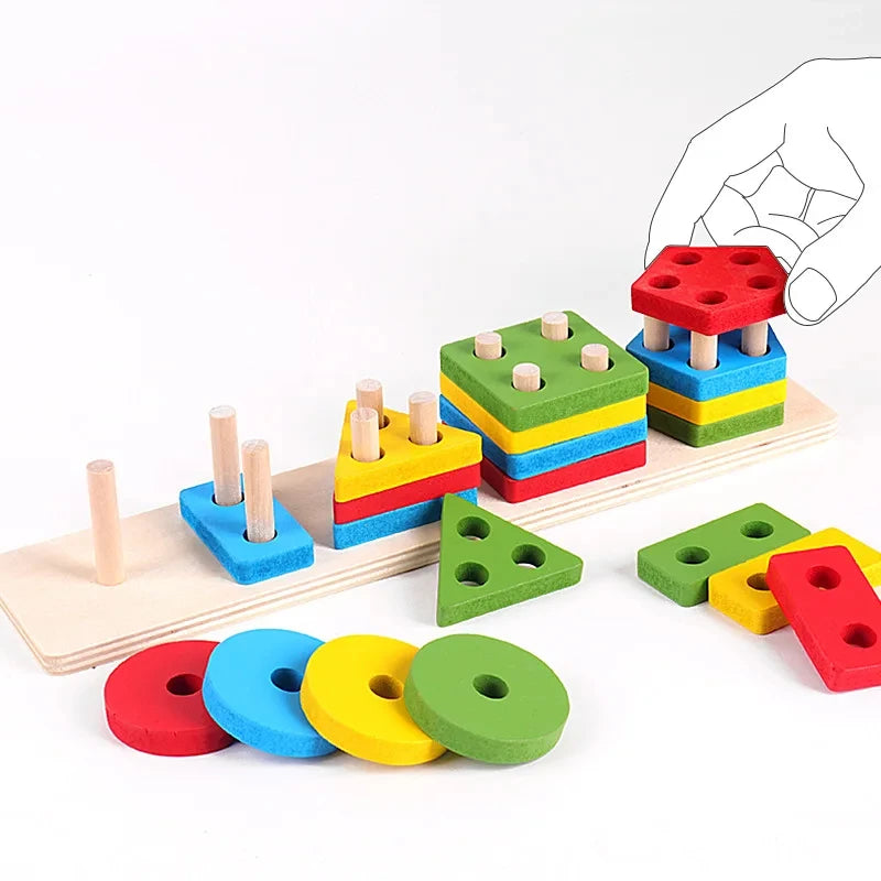 Empileur de Formes Géométriques Montessori : L'Éveil par le Jeu