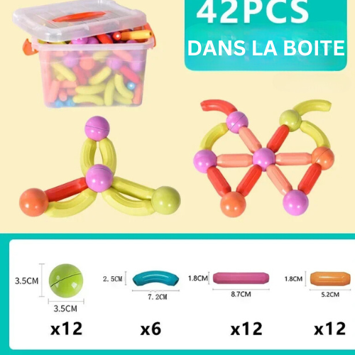 MagneBuild 3D - Bâtons de Construction Magnétiques : L'Aventure Éducative