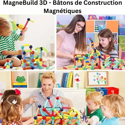 MagneBuild 3D - Bâtons de Construction Magnétiques : L'Aventure Éducative