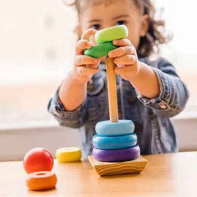 Jouet Montessori Bois - WoodenToys™ - Tour arc - en - ciel - KID EVEIL