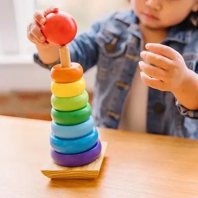 Jouet Montessori Bois - WoodenToys™ - Tour arc - en - ciel - KID EVEIL